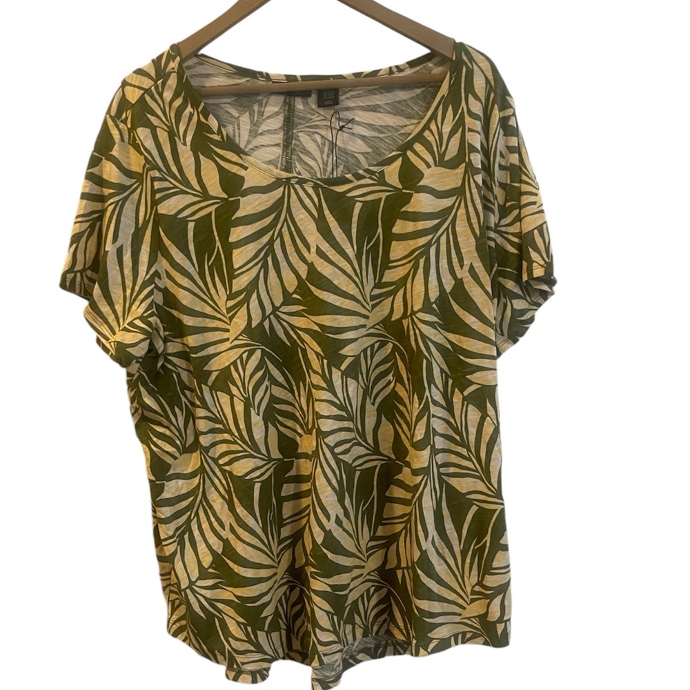 Tahari Leaf Vine Print Blouse Tunic NWT Plus size